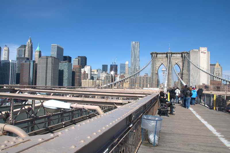 DownTown с Бруклинского моста NY  USA  Manhattan